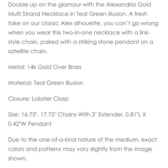 New KENDRA SCOTT ALEXANDRIA GOLD MULTI STRAND NECKLACE TEAL GREEN ILLUSION gift - Picture 4 of 5